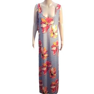 RN Studio floral and striped tank maxi size large